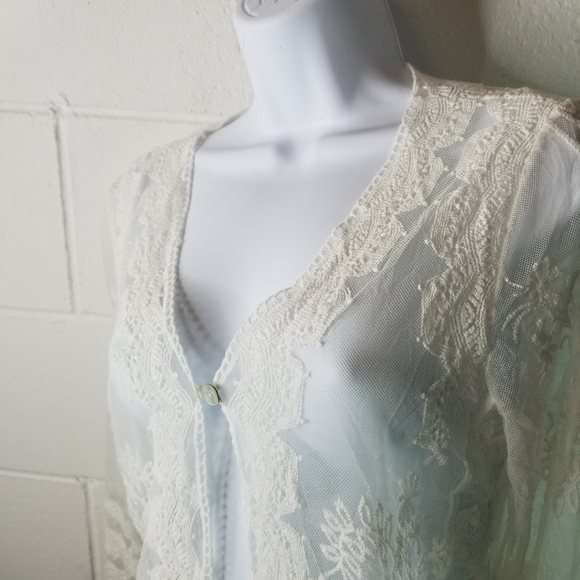 Vtg 90a y2k white mesh sheer one button cardigan - Picture 9 of 9